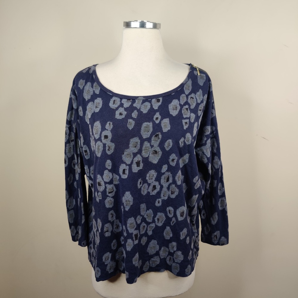 Gap Blue Spotted‎ Print Top Zipper Shoulder